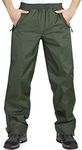 33,000ft Men's Rain Pants, Waterproof Rain Over Pants, Windproof Outdoor Pants for Hiking, Fishing Army Green
