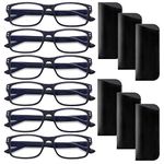 BONCAMOR 6 Pack Blue Light Blocking Reading Glasses for Women Men Quality Computer Readers Anti Eye strain Glare Eyeglasses (6 Blcak, 1.75, diopters)