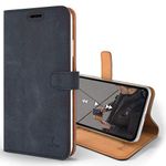 Snakehive Leather Wallet for iPhone XR - Real Leather Wallet Phone Case - Genuine Leather with Viewing Stand and 3 Card Holder - Flip Folio Cover with Card Slot (Navy)