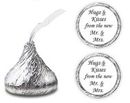 324 Hugs and Kisses from the new Mr. & Mrs. Hershey Kiss Wedding Stickers, Chocolate Drops Labels Stickers For Weddings, Bridal Shower Engagement Party, Party Favors Decor Compatible With Hershey's Kisses