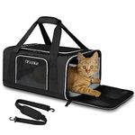 Petskd Pet Carrier 17x12x8.5 JetBlue Allegiant Airline Approved,Pet Travel Carrier Bag for Small Cats and Dogs, Soft Dog Carrier for 1-13 LBS Pets,Dog Cat Carrier with Safety Lock Zipper(Black)