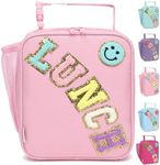 GYEUKHAM Insulated Lunch Bag for Women Girl Teen large Insulated Kid Lunch Bag,Large Reusable Cute Cooler Bag for School Work Picnic,Pink Alphabet