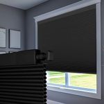 Boolegon No Drill No Tools Cellular Shades Color-Matched Cordless Honeycomb Blinds Easy to Install Cellular Blinds for Windows, Blackout-Black, Custom Size