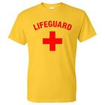 Star and Stripes Lifeguard Cross + T-Shirt - Fancy Dress Beach Party Yellow Yellow XX-Large