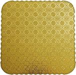 O'CREME Gold-Top Scalloped Square Cake Board 3/32 Inch Thick, 10 Inch x 10 Inch - Pack of 10