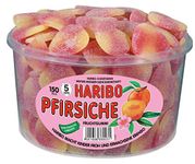 Haribo Peach, Gummy Bears, Wine Gummies, Fruit Gummies, 150 Units, 1350 g Tin