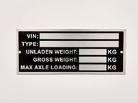 Trailer Caravan Vehicle Blank VIN & Weight Chassis Plate 120mm x 45mm Identification Number