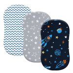 david's kids 3 Pack Bassinet Sheets, Ultra Soft Breathable Comfortable Baby Sheet Set for Boys Girls Neutral, Univeral Fit for Most Cradle and Bassinet Mattress, Space