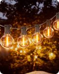 EDISHINE Outdoor String Lights 50FT, Outdoor Festoon Light Mains Powered with 25+2 G40 LED Globe Bulbs, Shatterproof Garden String Lights for Outside Patio Gazebo Pergola Backyard Balcony