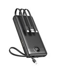 VEEKTOMX Power Bank with Built-in Cables, 20000mAh USB C Portable Charger with 5 Outputs & 2 Inputs and LED Display, Travel Battery Bank for iPhone/iPad/Samsung/Android Devices(20000mAh-Black)