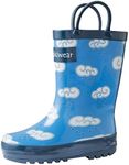 OAKI Kids Rubber Rain Boots Easy-On Handles, Clouds, 12T US Toddler