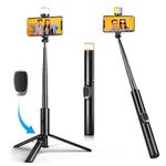 Quntis 67''Selfie Stick Tripod with RGB Light,All-in-1 Extendable Travel Tripod with Remote for iPhone Android, Flexible Portable Phone Tripod Stand for Video Recording Filming Vlogging Live Streaming