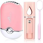 3 Pieces USB Mini Fan Air Conditioning Blower Portable Nano Facial Mister Eyelash Extensions Mirror 270 Degree Rotation Mini Facial Steamer and 20 ml Visual Water Tank for Eyelash Extension