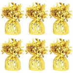 Foil Helium Balloon Weights - Pack of 6 - Durable & Colourful Bright Gold Balloon Weights for Birthdays Parties, Events & Celebrations - Perfect Balloon Weight Holders