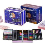 Toy Rush Art Kit For Kids Aluminim Case Box With Drawing Book,Crayons, Oil Pastels, Colored Pencil And 133Pcs Art Set,Gift For Boys (Space Theme)