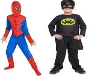 PREMOURE Hosiery Fabric Pack of 2 Superhero Costume dress For Kids Halloween Cosplay Fancy dress Outfit for Boys and Girls(5-6 Year)_K6