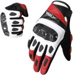 WTACTFUL Carbon Knuckle Motorcycle Gloves for Men and Women Full Finger Touchscreen Motorbike Gloves for BMX ATV MTB Riding Road Racing Motocross Red L
