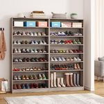 Tribesigns 2PCS Shoe Cabinet, 9 Tiers 40-45 Pairs Heavy Duty Wood Freestanding Shoe Storage Cabinet, 70.8'' Tall Shoe Cabinet with Open Storage for Entryway (Beige Gray)