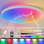 CANMEIJIA RGB Ceiling Light 24W Dimmable LED Ceiling Light, WiFi Bathroom Lights Ceiling with Remote Control,IP44 Waterproof Smart Ceiling Lights Compatible with Alexa Google Bluetooth for Bedroom