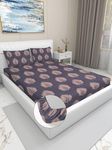 Drape My Home Microfiber Wrinkle Free King Size Elastic Fitted Bedsheet with 2 Pillow Covers |165 TC | Double Bedsheet (Purple)