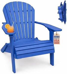 Blue-Poly Lumber Folding Adirondack Chair with Rolled Seating Heavy Duty Everlasting Lifetime PolyTuf HDPE - Made in USA - Amish Crafted