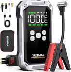 Jump Starter Power Pack with Air Compressor, 7000A 150PSI Portable Car Battery Booster (All Petrol/10L Diesel), 12V Car Jump Starter Power Bank with Jump Leads, LCD Screen, 2 LED Light