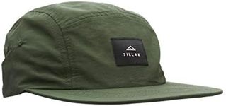 Tillak Wallowa Camp Hat, Lightweight Nylon 5 Panel Cap with Snap Closure (Fir Green)