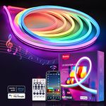 Lucienstar Neon Strip Lights - 5M RGBIC Neon Strip Lights with Music Sync,16 Million DIY Colors, DIY Design,Work with Alexa and Google Assistant, Led Neon Rope Light for Gaming Room Wall Decor