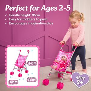 Molly Dolly Dolls Pram Set – Toy Stroller and Accessories for Kids
