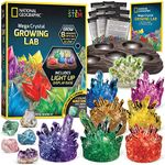 NATIONAL GEOGRAPHIC Mega Crystal Growing Kit for Kids- Grow 8 Vibrant Crystals Fast (3-4 Days), with Light-Up Display Stand and Real Gemstones, Crystal Making Science Kit (Amazon Exclusive)