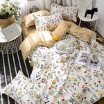 Feelyou Floral Printed Duvet Cover for Kids Girls Women Blossom Flowers Pattern Bedding Set Garden Plants Comforter Cover Botanical Branches Quilt Cover Queen Size Room Decor with 2 Pillow Case