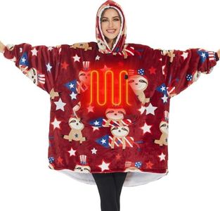 Venustas Heated Blanket Hoodie with Battery Pack, Unisex Oversized Sherpa Wearable Sweatshirt for Women & Men