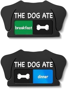 Dog Feeding Reminder Supplies, Pet Meal Tracker with The Dog Ate, Acrylic Unique Ear Shape 2 Area Feed Sign with Breakfast and Dinner, Black with 2 Stickers, 5.5" x 3"