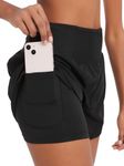 Monbessi Running Shorts Womens 2 in 1 Sports Shorts with Zipper Pocket Swim Shorts Ladies for Workout Training Yoga Jogging(M, Black)