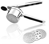 Stainless Steel Potato Ricer and Masher with 3 Interchangeable Discs, Heavy Duty, Premium Grade, Vegetable Ricer and Fruit Ricer, Great for Purees, Fruit Juicer, Baby Food Press Squeezer