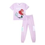 Nap Chief Kids Cotton Disney Mermaid Classic Co ord Set for Girls, Tshirt & Joggers Set for Casual Wear - (DS2138Y_Lavender_2-3 Years)