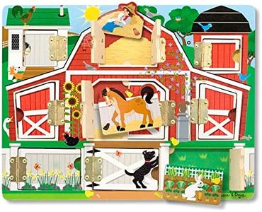 Melissa & Doug Hide and Seek Farm Wooden Activity Board With Barnyard Animal Magnets | Wooden Busy Board, Hide And Seek Puzzles, Wooden Magnet Puzzles For Toddlers And Kids Ages 3+