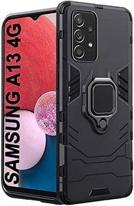 TheGiftKart Tough Armor Back Cover Case for Samsung Galaxy A13 4G Bumper | Ring Holder & Kickstand in-Built | 360 Degree Protection Back Case Cover for Samsung Galaxy A13 4G (PC, TPU | Black)