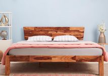 Wakefit Bed | Queen (78 X 60) Sheesham Wood Bed Without Storage, 3 Year Warranty | - Auriga - Natural