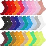 Jadive 30 Pairs Womens Socks Solid Color Crew Socks Lightweight Cute Socks Girls Socks Women's Athletic Socks, Multicolor, One size