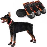 Boxxberk Waterproof Dog Boots,Anti-Slip Rubber Dog Booties for Winter Snow,Dog Snow Shoes for Large Dogs,Paw Protector with Reflective Strap for Outdoor Walking Hiking (Black,2.75")