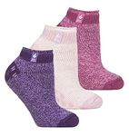 HEAT HOLDERS 3 Pair Multipack Ladies Ankle Slipper Socks Womens Fleece Low Cut Fluffy Socks with Grippers (4-8, Pisa Pink)