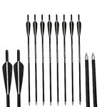 AMEYXGS 12pcs Crossbow Bolts Mixed Carbon Crossbow Arrows 16" 17" 18" 20" 22" for Crossbow Hunting or Archery Practice (black, 22")