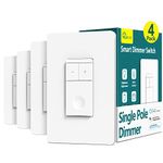 TREATLIFE Smart Dimmer Switch, Single Pole Smart Light Switch, Works with Alexa and Google Home, Neutral Wire Needed, 2.4Ghz Wi-Fi, Schedule, Remote Control, FCC Listed, 4 Pack