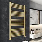 600mm (w) x 1200mm (h) Straight Brushed Brass Heated Towel Ladder Rail Bathroom Radiator - 2330 BTUs