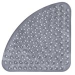 shirylzee Shower Mat Non Slip Anti Mould Bathtub Mat Corner Sector Bathtub Triangle Massage Clear with Drain Hole for Quadrant Shower or Tub (Gray-54 * 54cm)