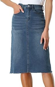 Allegra K Women's Jean Skirts High Waisted Back Vent Denim Short Skirt Blue Large