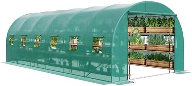 GarveeLife Walk-in Greenhouse 20x10x6.5ft,Galvanized Steel Tunnel Greenhouse with Zippered Doors and Window,Garden Hot House for Home Gardening Seed Germination