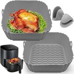 Air Fryer Silicone Tray VRLSE Baking Essentials Square Silicone Basket Baking Tray with Handles Airfryer Silicone Baking Tray Nonstick Reusable Heat Resistant 8 Inch Multicolor (Square Air Fryer, 2)