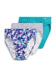 Jockey Women's Underwear Plus Size Elance French Cut - 3 Pack, Softest Teal/Belvedere Violet Stripe/Tropical Burst, 6